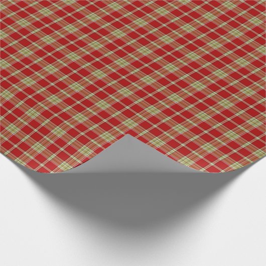 Papier Cadeau Motif rustique rouge et vert clair de plaid (Coin)