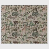 Papier Cadeau Motif Safari de la Jungle tropicale (Plat)