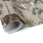 Papier Cadeau Motif Safari de la Jungle tropicale (Coin rond)