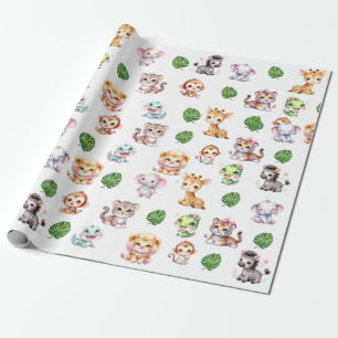 Papier cadeau motif safari jungle