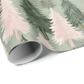 Papier Cadeau Motif Sage Green & Pine Rose (Coin rond)
