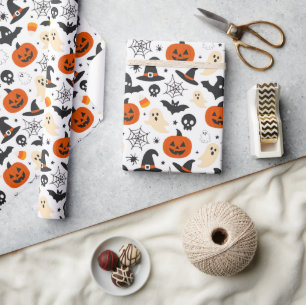 Papier Cadeau Motif saisonnier effrayant d'Halloween