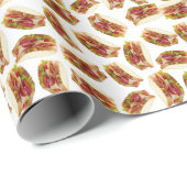 Papier Cadeau Motif sandwich au jambon (Coin rond)