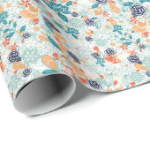 Papier Cadeau Motif sans couture à fleurs rétro (Coin rond)