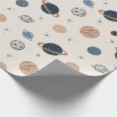 Papier Cadeau Motif sans couture à main avec planètes (Coin)