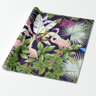 Papier Cadeau Motif sans couture, arrière - plan avec flamant et