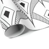 Papier Cadeau Motif sans couture art déco noir et blanc 3 (Coin rond)