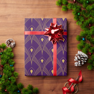 Papier Cadeau Motif sans couture Art-Déco or et violet 3