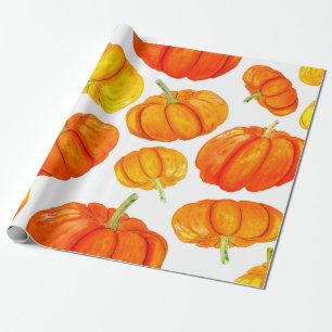 Papier Cadeau Motif sans couture avec aquarelle dessinée orange 