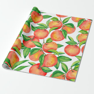 Papier Cadeau Motif sans couture avec aquarelle fruit mandarin e
