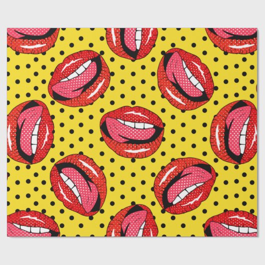 Papier Cadeau Motif sans couture avec badge de caricature avec l (Plat)