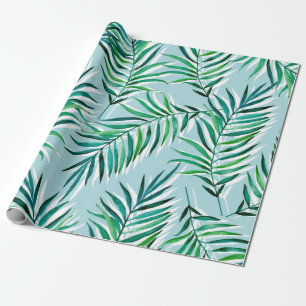 Papier Cadeau Motif sans couture avec branches de palmiers. Aqua