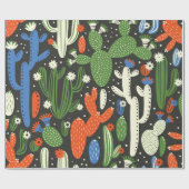 Papier Cadeau motif sans couture avec cactus sur arrière - plan  (Plat)