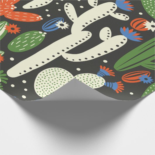 Papier Cadeau motif sans couture avec cactus sur arrière - plan  (Coin)