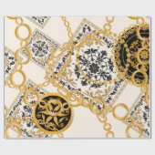 Papier Cadeau Motif sans couture avec chaînes or pierres précieu (Plat)