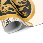 Papier Cadeau Motif sans couture avec chaînes or pierres précieu (Coin rond)