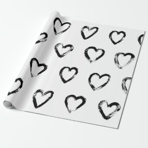 Papier Cadeau Motif sans couture avec coeur dessiné à la main