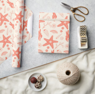 Papier Cadeau Motif sans couture avec coquillages enveloppant pa