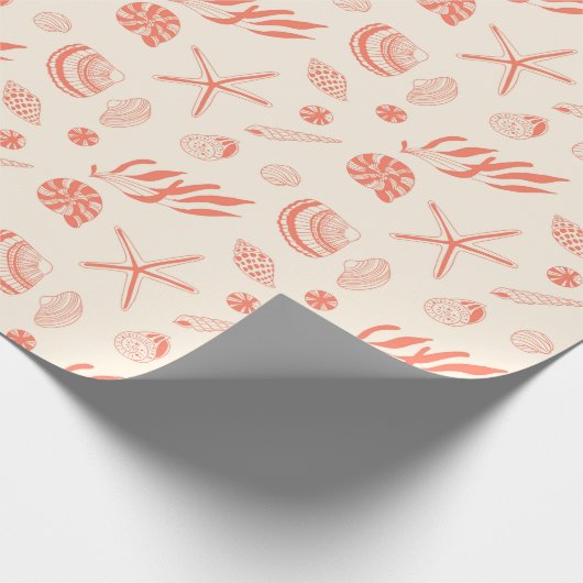 Papier Cadeau Motif sans couture avec coquillages enveloppant pa (Coin)