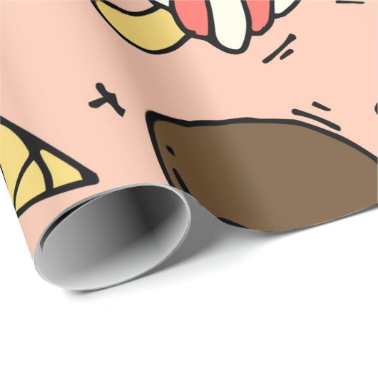 Papier Cadeau Motif sans couture avec crème glacée et lollipopes (Coin rond)