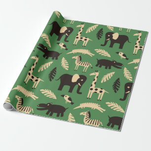 Papier Cadeau Motif sans couture avec des animaux africains drô