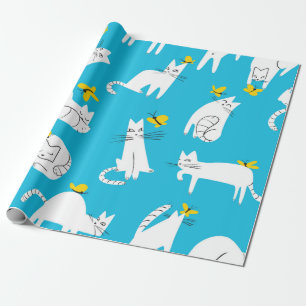 Papier Cadeau Motif sans couture avec des chats drôles jouant a