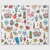 Papier Cadeau Motif sans couture avec des éléments d'été. illust (Plat)