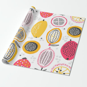 Papier Cadeau Motif sans couture avec des fruits exotiques dessi