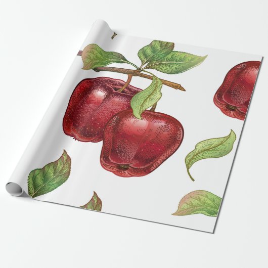 Papier Cadeau Motif sans couture avec des pommes rouges. vinique (Déroulé)