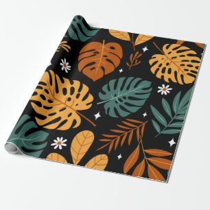 Papier Cadeau Motif sans couture avec différents feuilles tropic