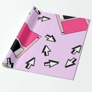 Papier Cadeau Motif sans couture avec disquette colorée en vapo