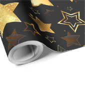 Papier Cadeau Motif sans couture avec étoiles d'or (Coin rond)