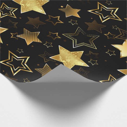Papier Cadeau Motif sans couture avec étoiles d'or (Coin)