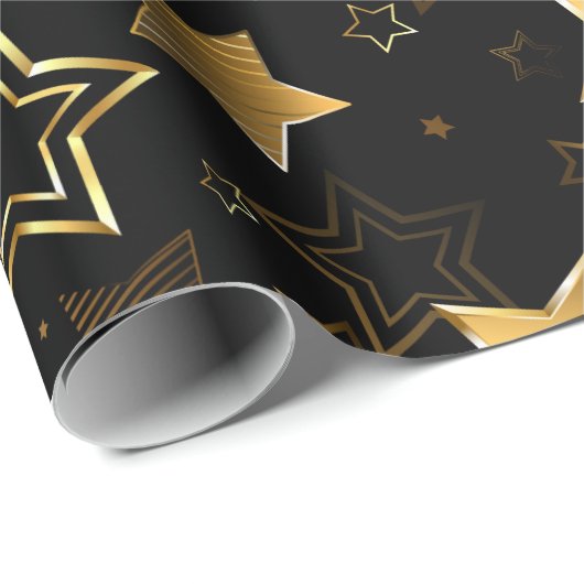 Papier Cadeau Motif sans couture avec étoiles d'or (Coin rond)