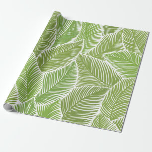 Papier Cadeau Motif sans couture avec feuilles de palmiers verts