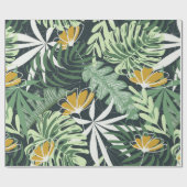 Papier Cadeau Motif sans couture avec feuilles tropicaux et fleu (Plat)