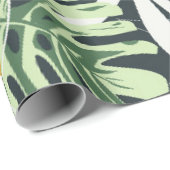 Papier Cadeau Motif sans couture avec feuilles tropicaux et fleu (Coin rond)