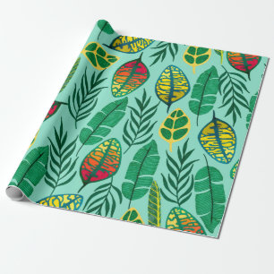 Papier Cadeau Motif sans couture avec feuilles tropicaux. L'art
