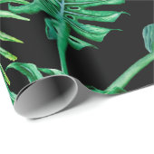 Papier Cadeau Motif sans couture avec feuilles tropicaux sur un  (Coin rond)
