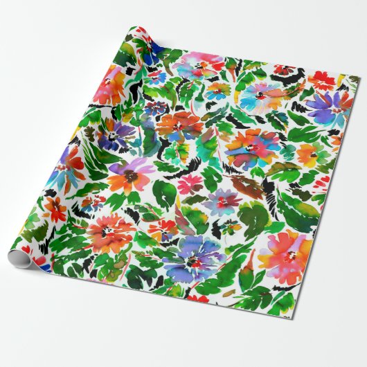 Papier Cadeau Motif sans couture avec fleurs (Déroulé)