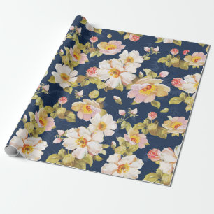Papier Cadeau motif sans couture avec fleurs audacieuses. Élégan