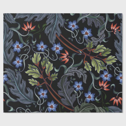 Papier Cadeau Motif sans couture avec fleurs dans le style art d (Plat)