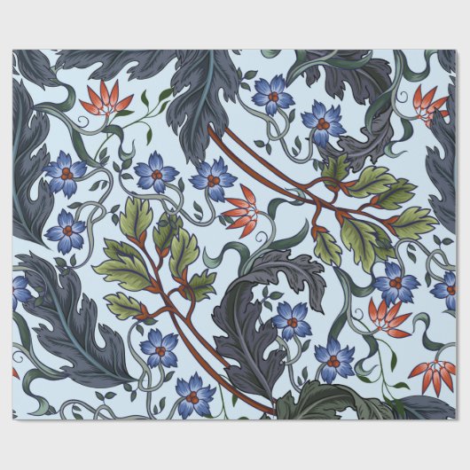 Papier Cadeau Motif sans couture avec fleurs dans le style art d (Plat)