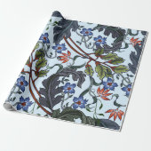 Papier Cadeau Motif sans couture avec fleurs dans le style art d (Déroulé)