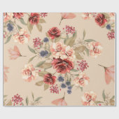 Papier Cadeau Motif sans couture avec fleurs et feuilles. Floral (Plat)
