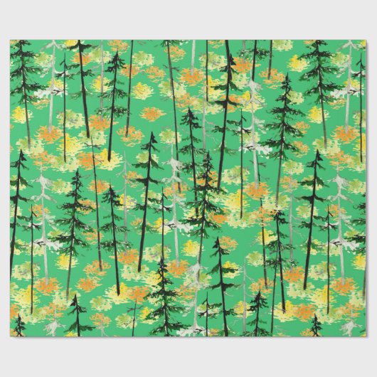 Papier Cadeau Motif sans couture avec forêt d'automne (Plat)