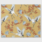 Papier Cadeau Motif sans couture avec grues blanches japonaises (Plat)