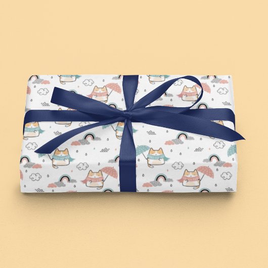 Papier Cadeau Motif sans couture avec Kawaii Cute Cat