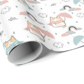 Papier Cadeau Motif sans couture avec Kawaii Cute Cat (Coin rond)