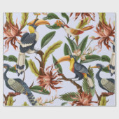 Papier Cadeau Motif sans couture avec oiseaux et feuilles tropic (Plat)